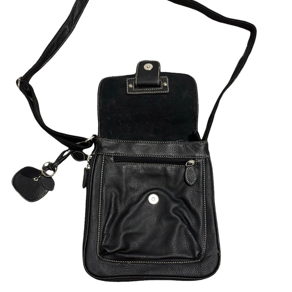 Black Faux Leather Crossbody Messenger Bag - Picture 4 of 9